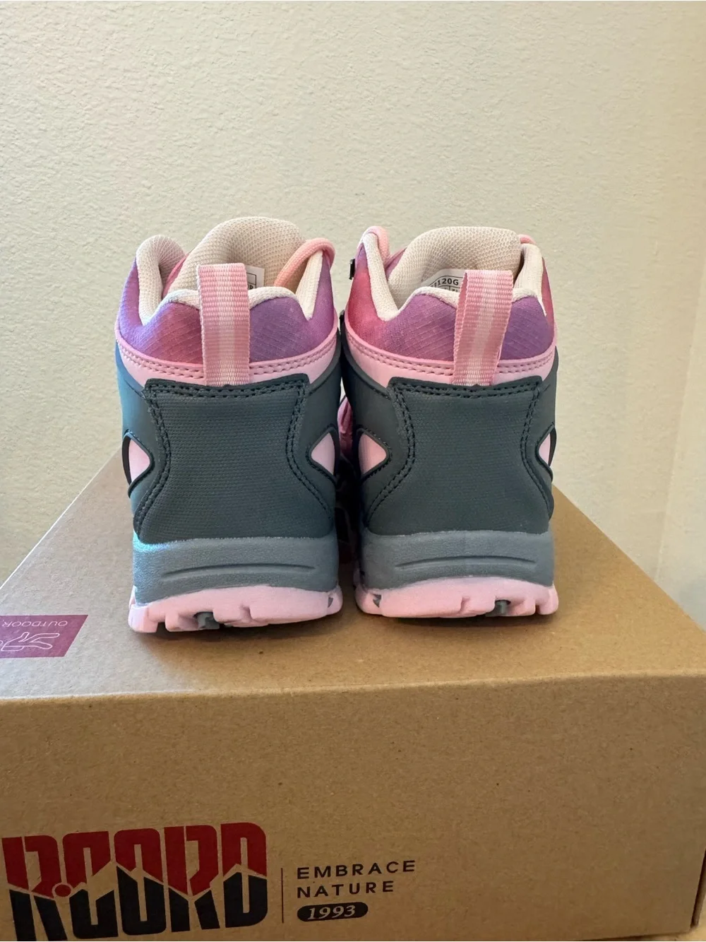 RCORD Kids Hiking Boots Pink Gray Little Kids Size 12 Water Resistant NIB